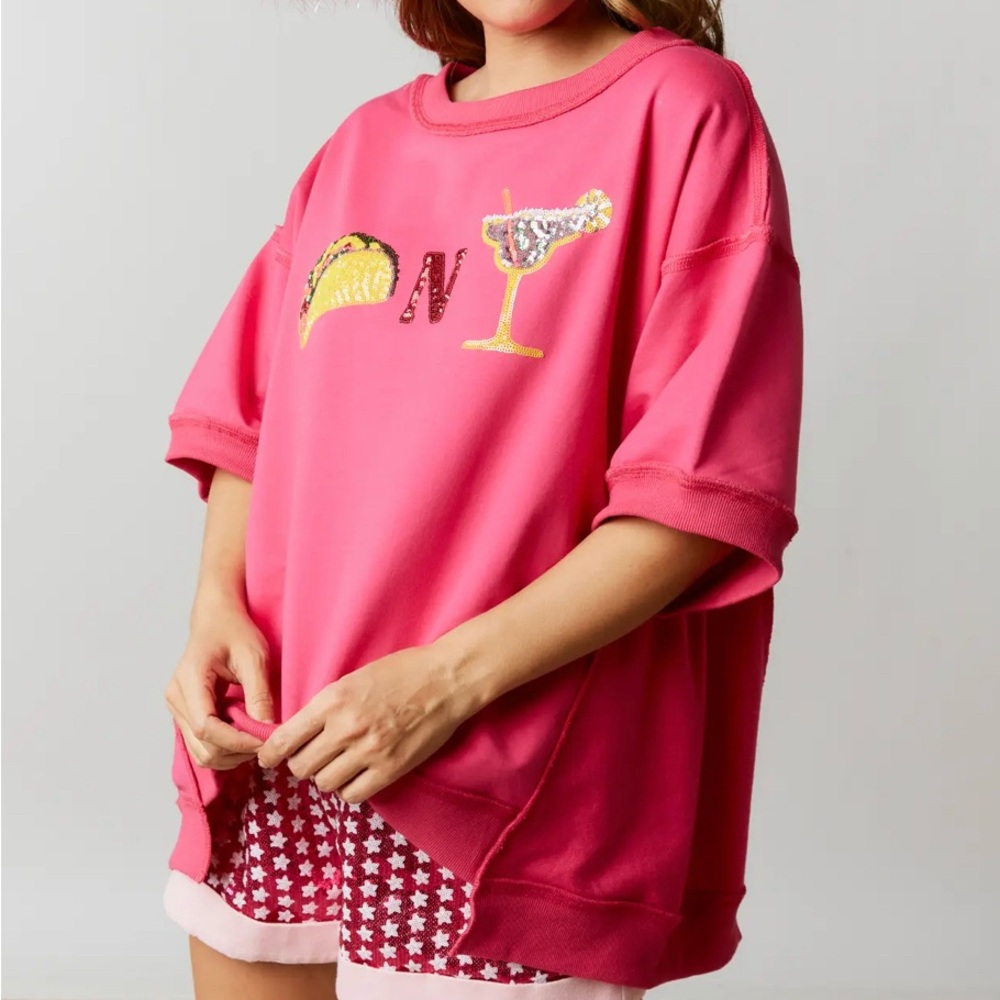 Taco and Margarita Sequin Appliqué Shirt - Picture 2 of 2